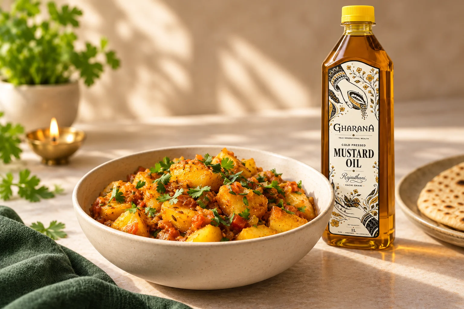A simple aloo sabzi with mustard oil for your festive table